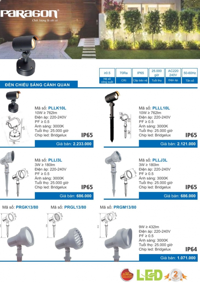 Đèn led chiếu sáng cảnh quan 3W PLLI3L Paragon