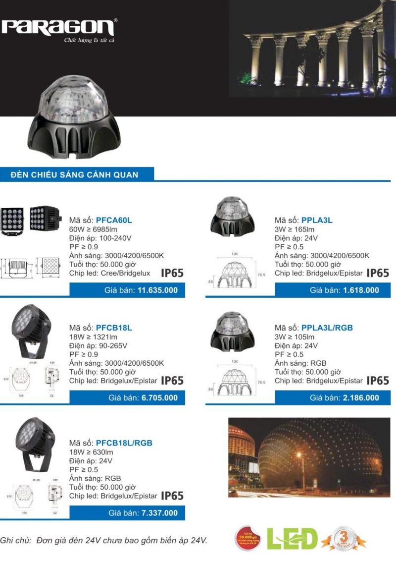 Đèn led chiếu sáng cảnh quan 60W PFCA60L Paragon