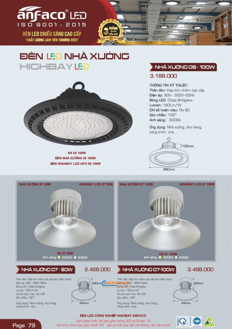 Bảng giá đèn Anfaco 2025 mới nhất