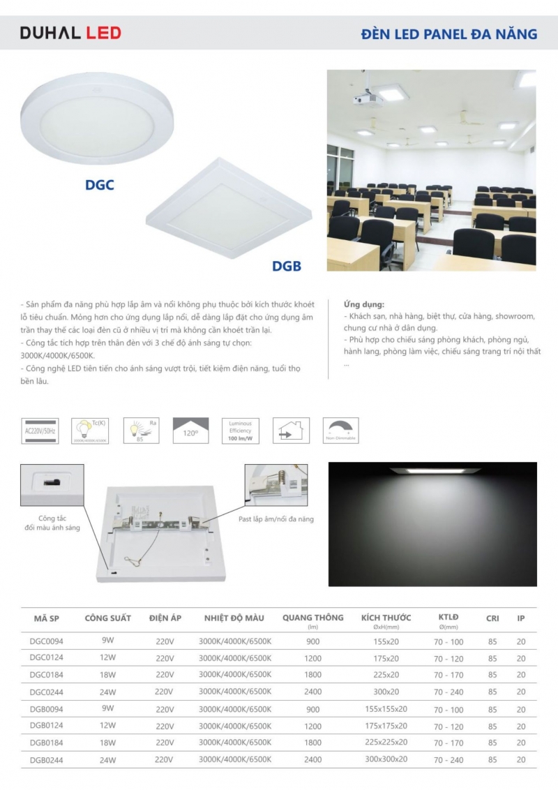 Đèn led ốp trần 12W DGB0124 Duhal