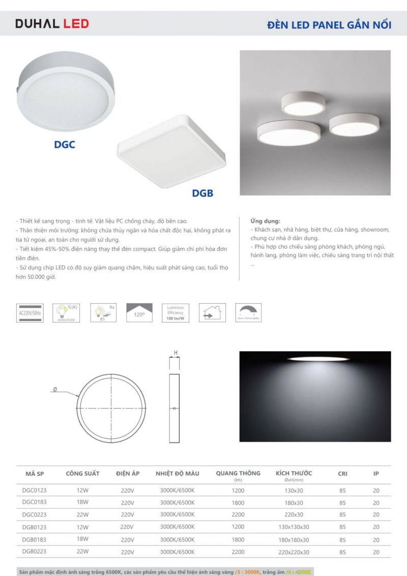 Đèn led ốp trần 18W DGC0183 Duhal