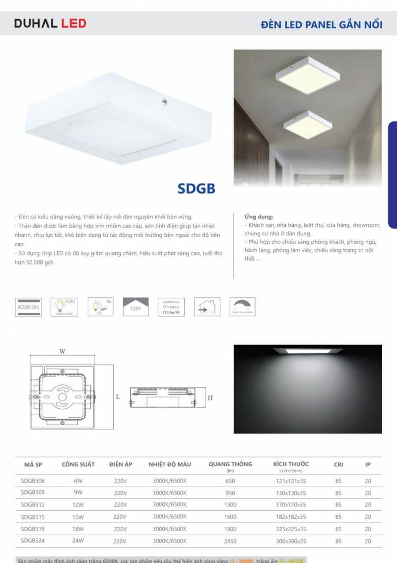 Đèn led ốp trần 24W SDGB0241 Duhal