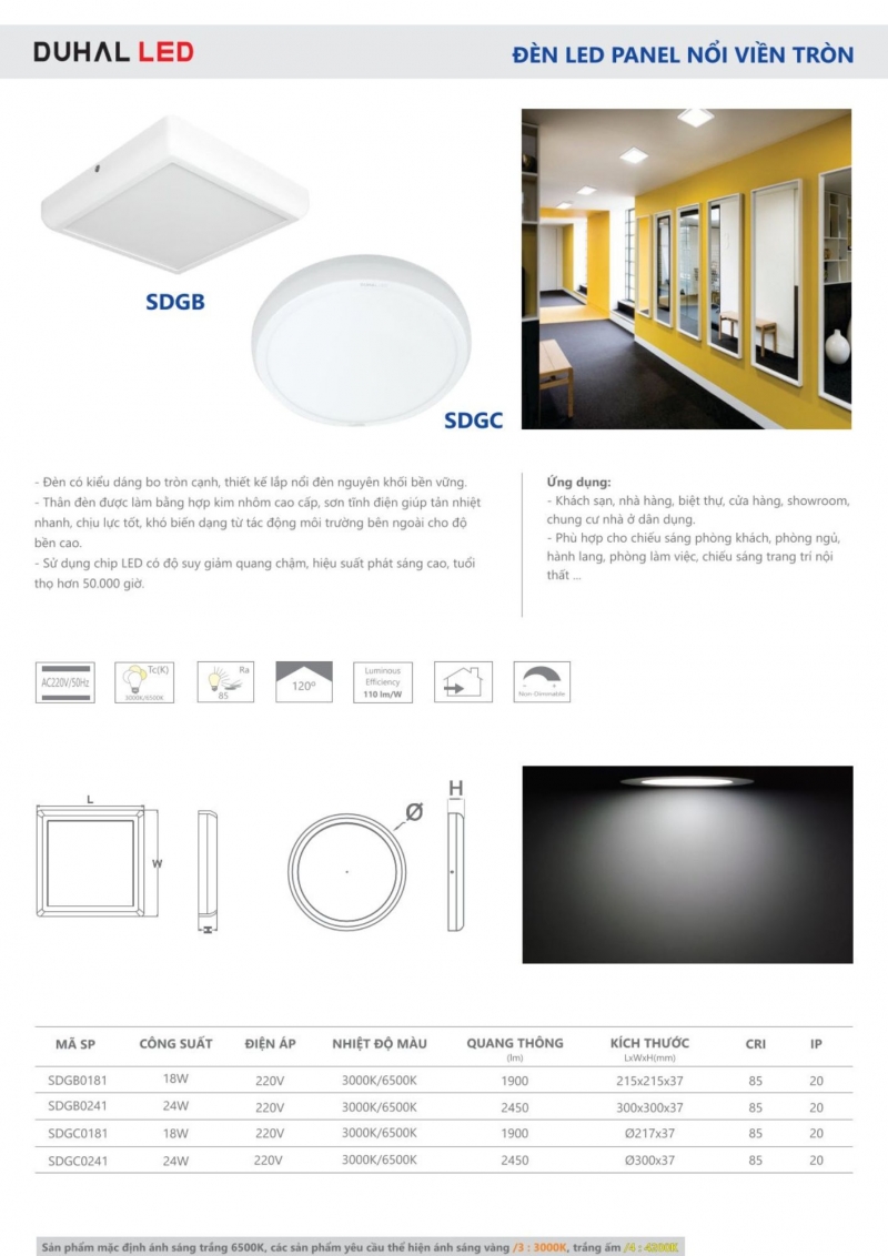Đèn led ốp trần 24W SDGC0241 Duhal