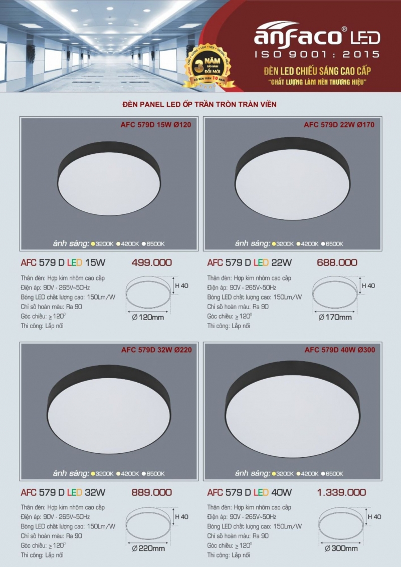 Đèn led ốp trần 40W AFC 579 D Anfaco