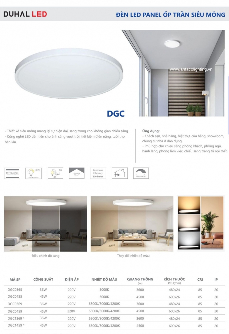 Đèn led ốp trần 45W DGC0455 Duhal