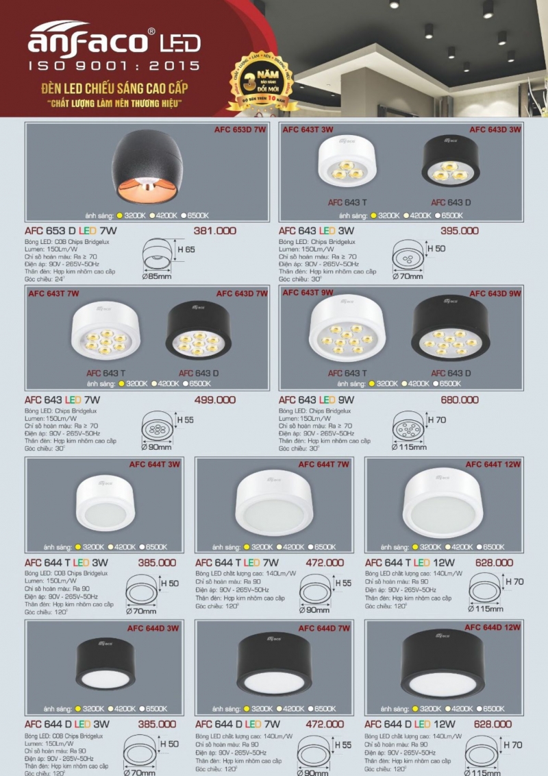 Đèn led ốp trần 7W AFC 643 D Anfaco