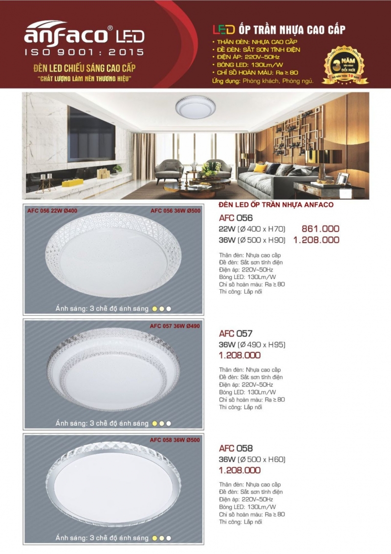 Đèn led ốp trần đổi màu 36W AFC 057 Anfaco