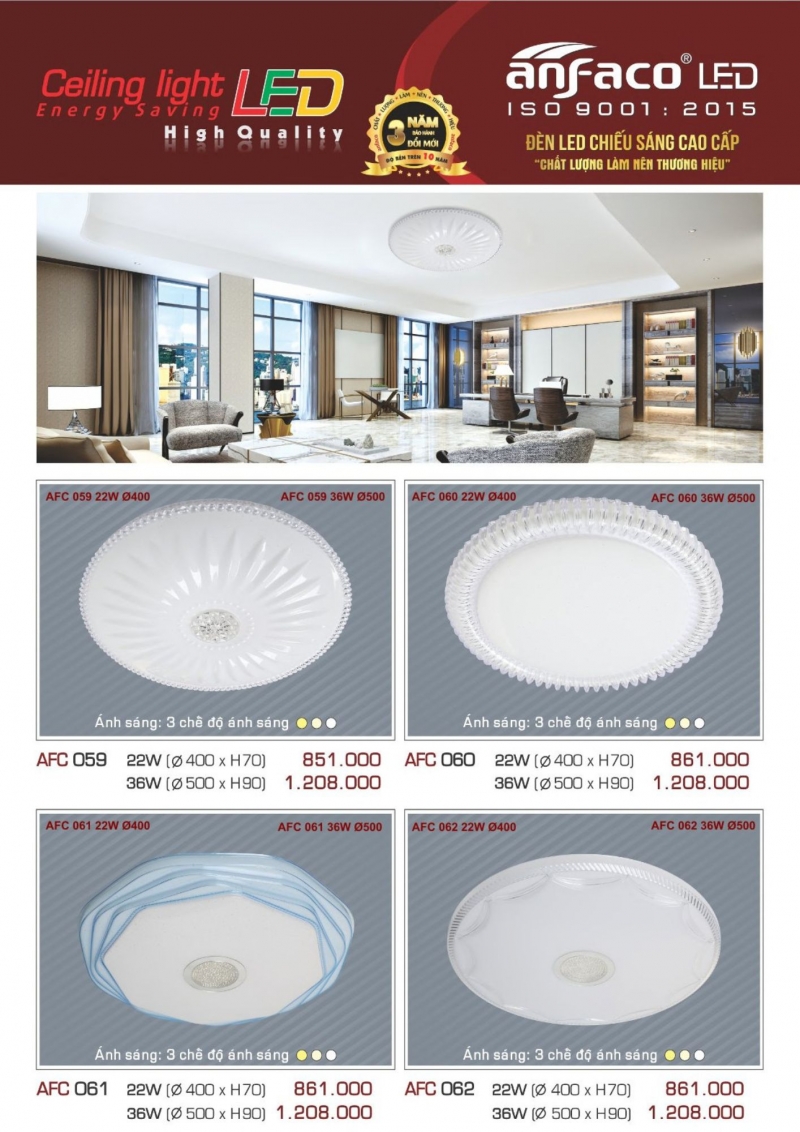 Đèn led ốp trần đổi màu 36W AFC 060 Anfaco