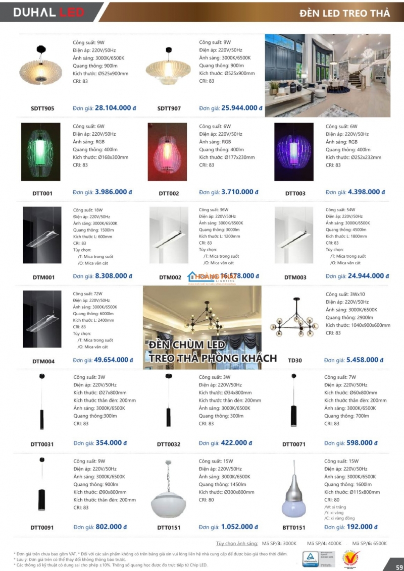 Bảng giá đèn led Duhal 2025 mới nhất