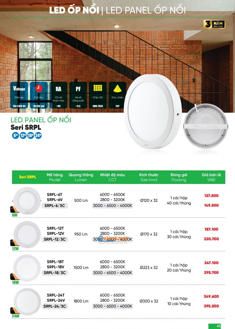 Bảng giá thiết bị điện - đèn led MPE 2025