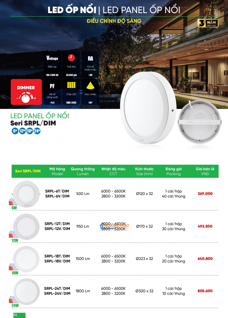 Bảng giá thiết bị điện - đèn led MPE 2025