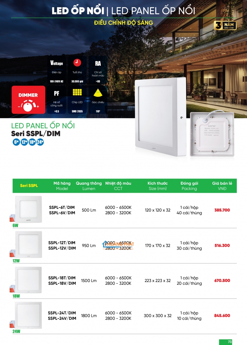 Bảng giá thiết bị điện - đèn led MPE 2025
