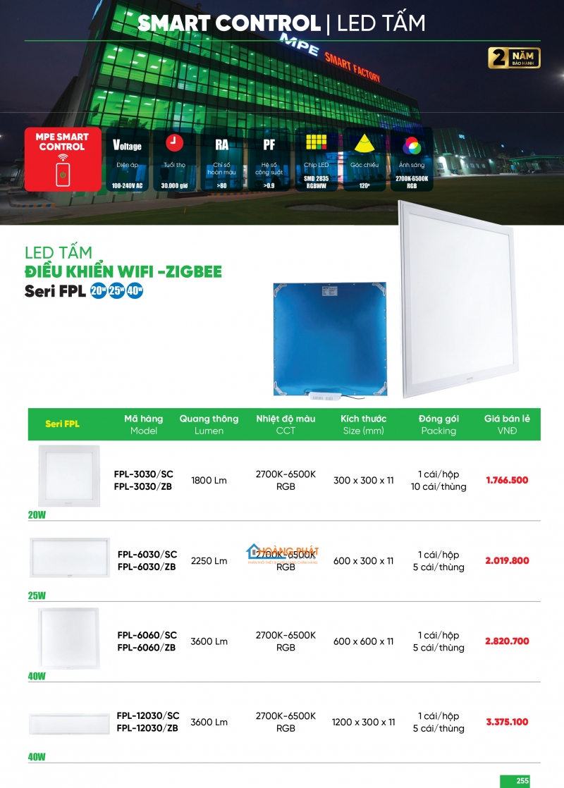 Bảng giá thiết bị điện - đèn led MPE 2025