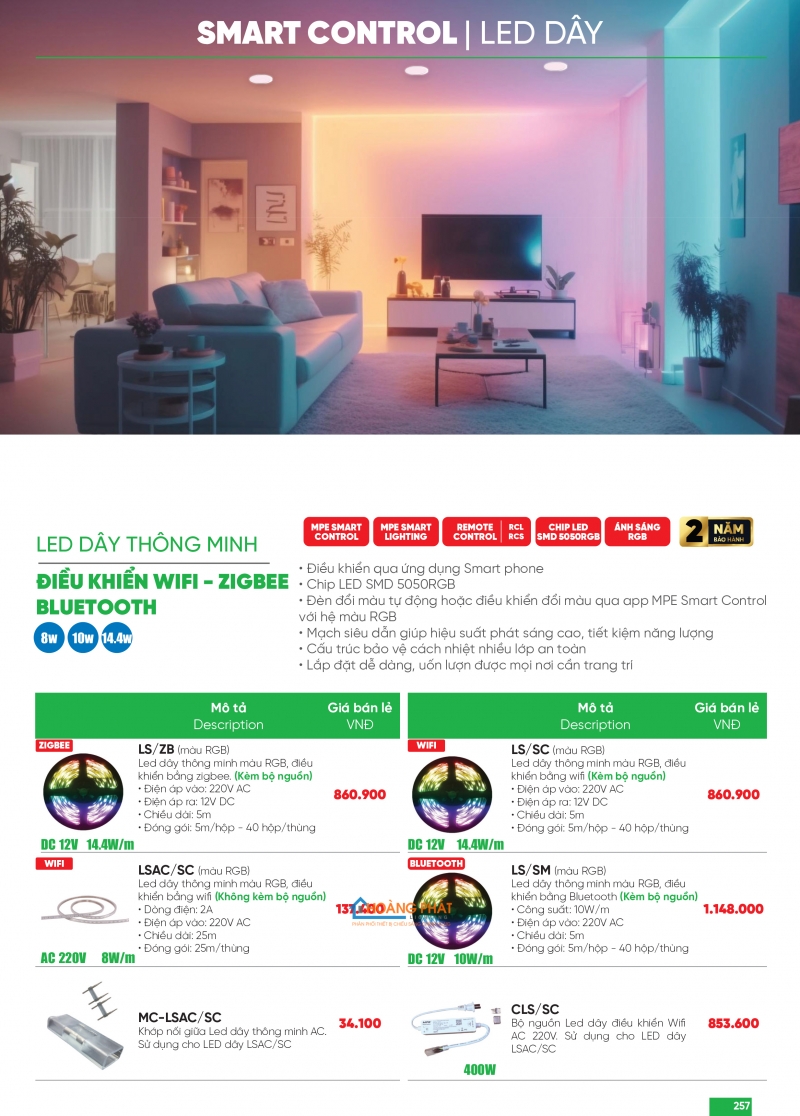 Bảng giá thiết bị điện - đèn led MPE 2025