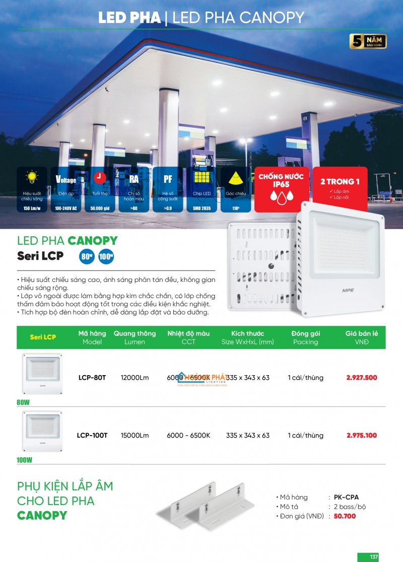 Bảng giá thiết bị điện - đèn led MPE 2025