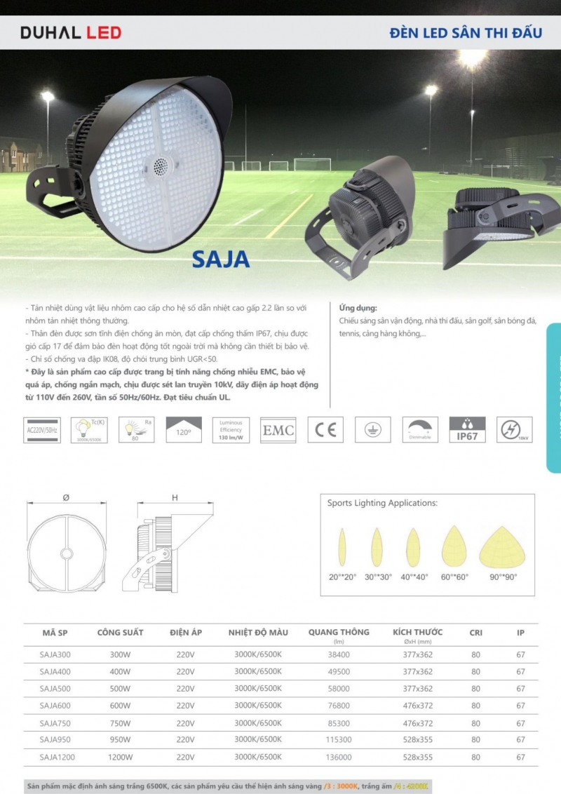 Đèn pha led thi đấu 400W SAJA400 Duhal