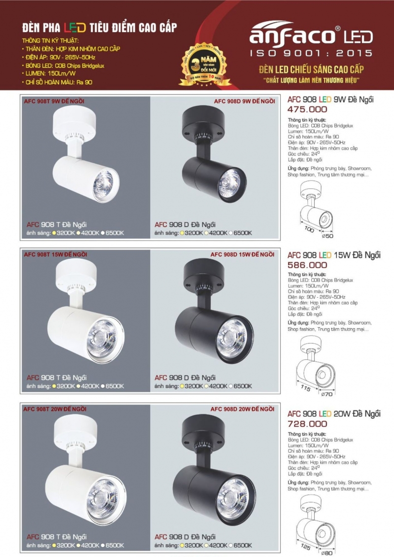 Đèn rọi ray 20W AFC 908 D Anfaco