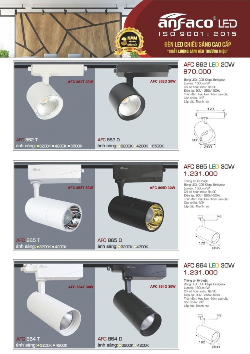 Đèn rọi ray 30W AFC 864 T Anfaco