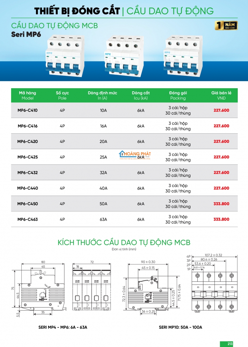 Bảng giá thiết bị điện - đèn led MPE 2025