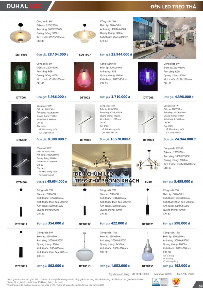 Đèn led treo thả 9W SDTT907 Duhal