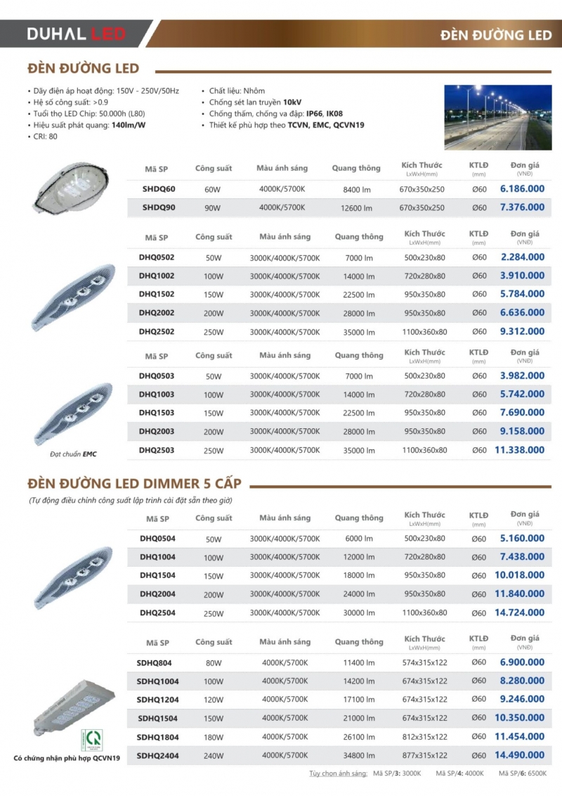 Đèn đường led 100W DHQ1004 Duhal