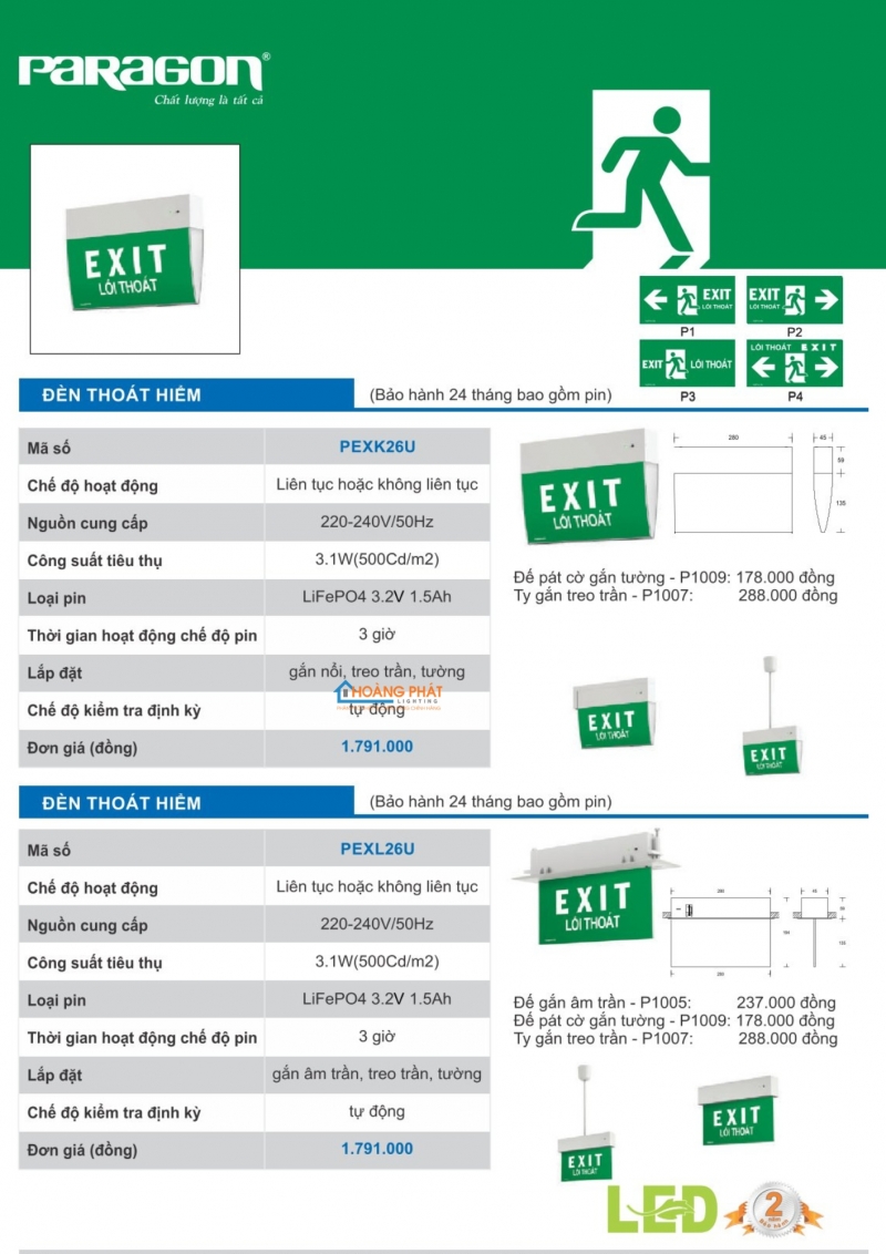 Catalogues đèn Paragon mới nhất 2025