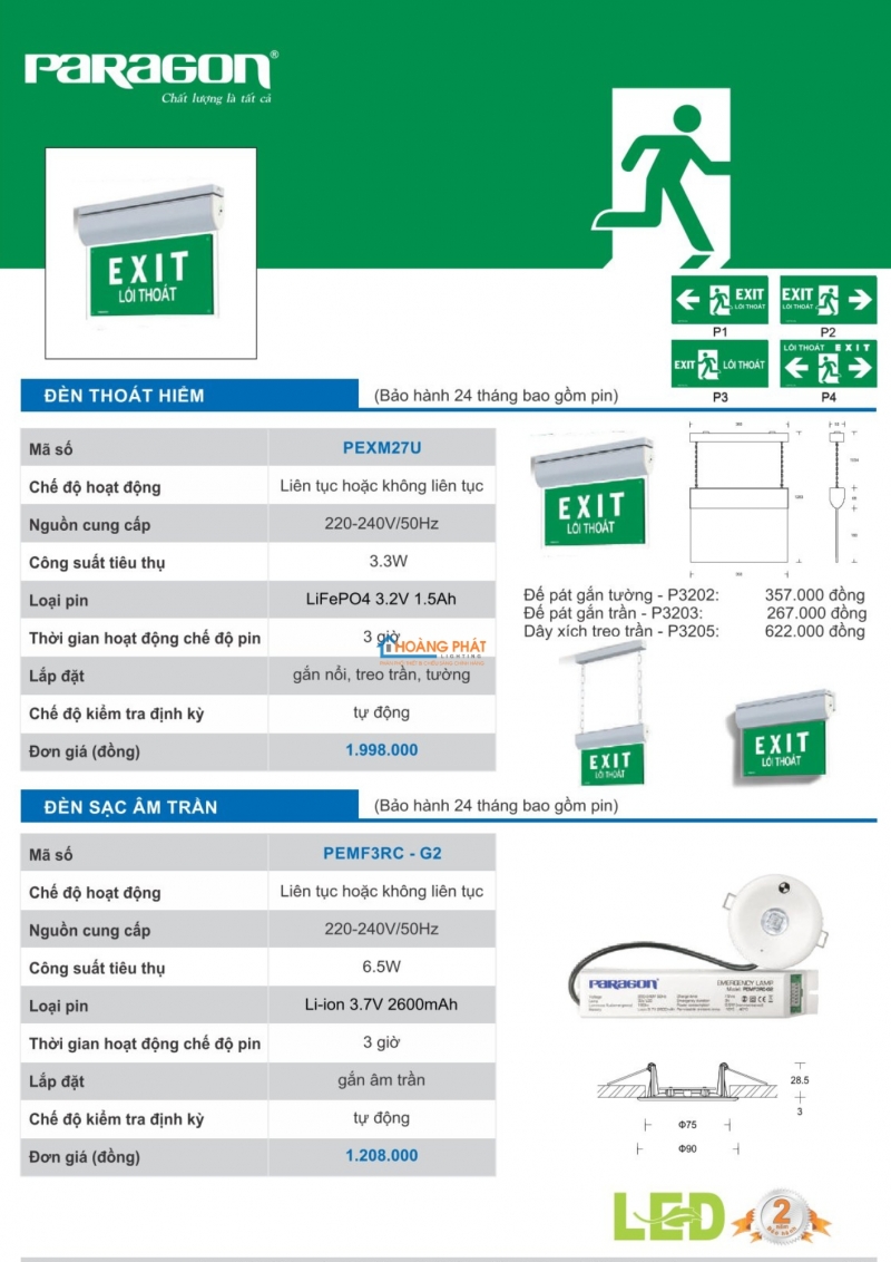 Catalogues đèn Paragon mới nhất 2025
