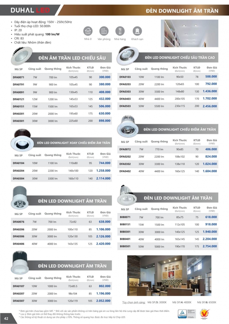 Đèn led âm trần 15W DFA0151 Duhal