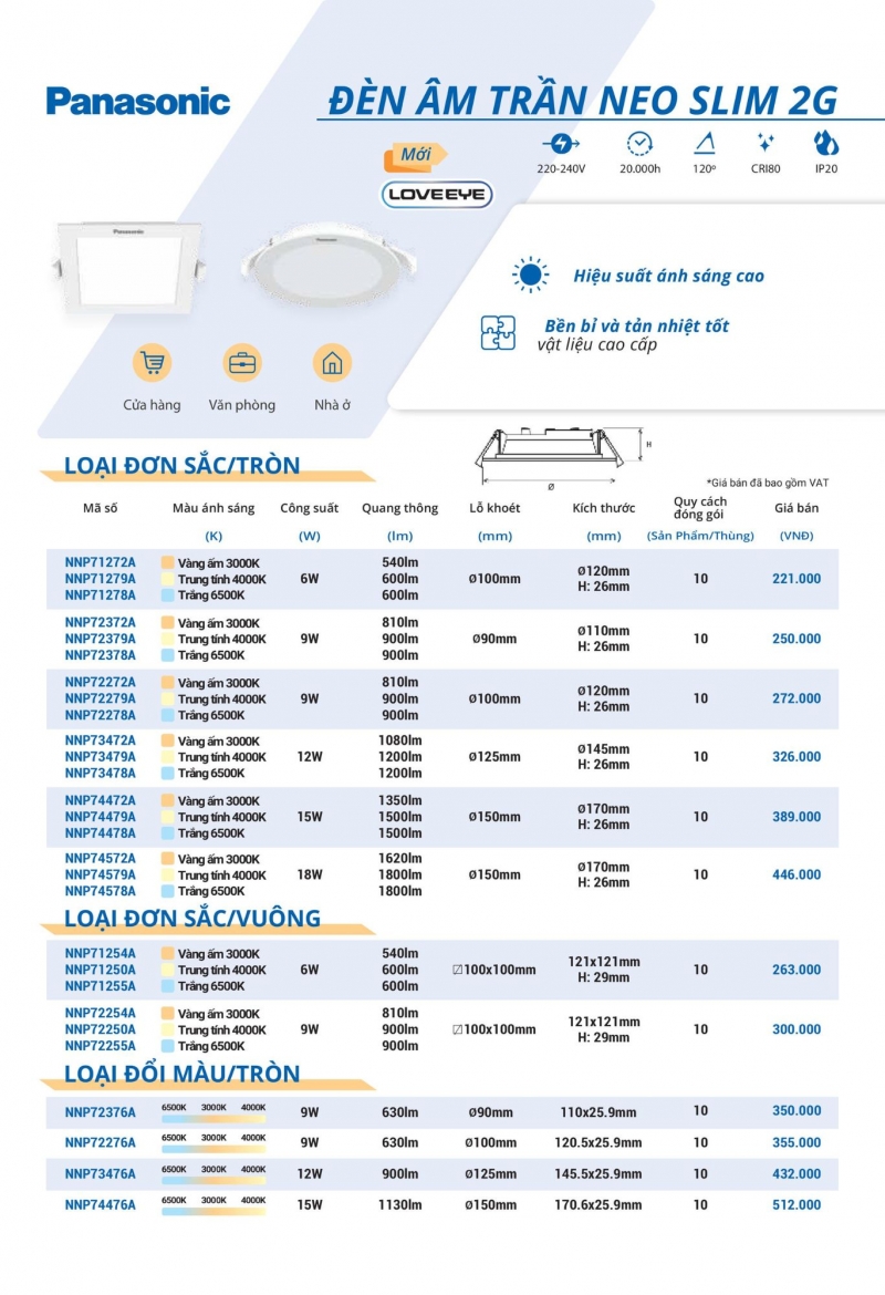 Đèn led âm trần 6W NNP71278A Panasonic