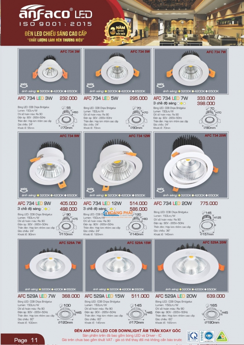 Catalogues đèn Anfaco mới nhất 2025
