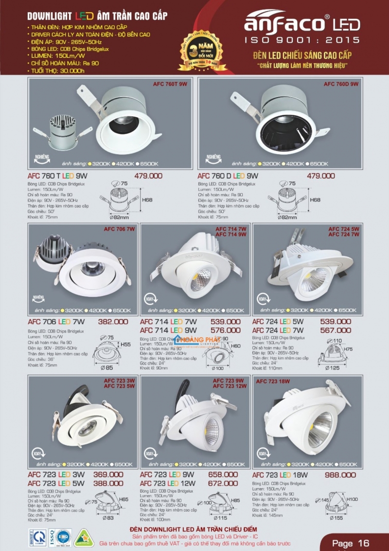 Catalogues đèn Anfaco mới nhất 2025