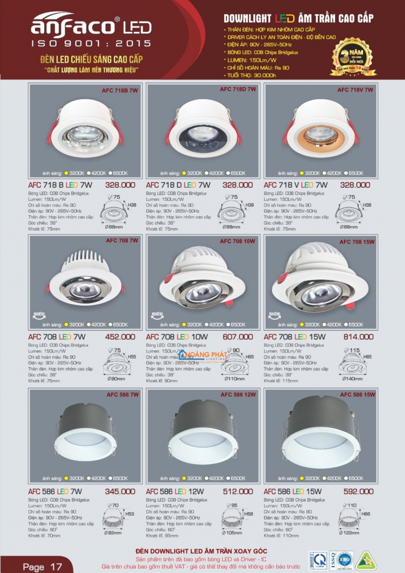 Catalogues đèn Anfaco mới nhất 2025