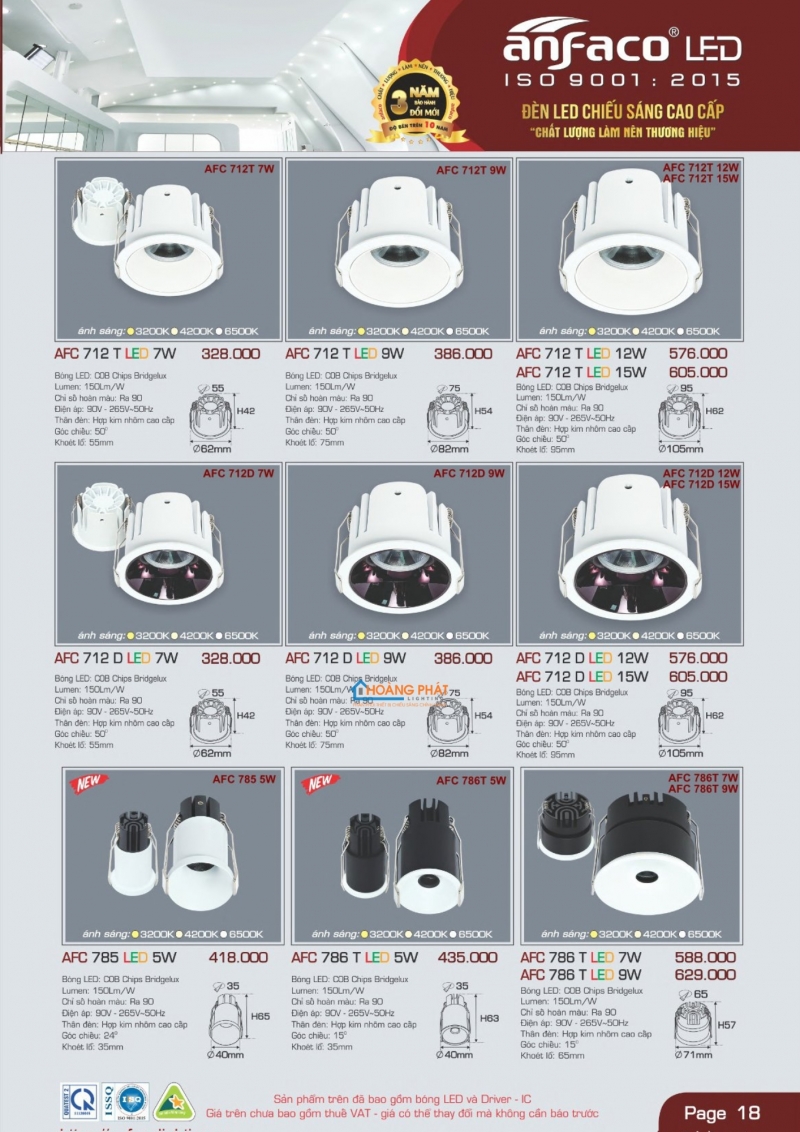 Catalogues đèn Anfaco mới nhất 2025