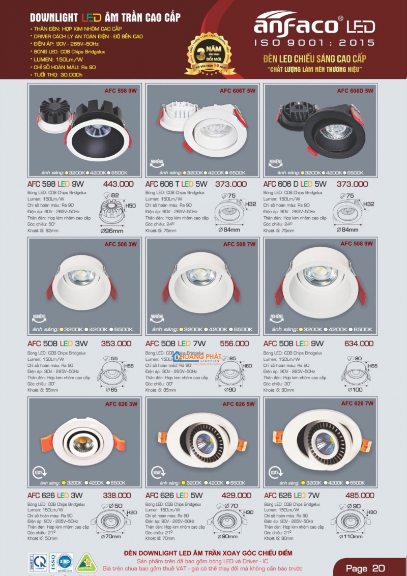 Catalogues đèn Anfaco mới nhất 2025