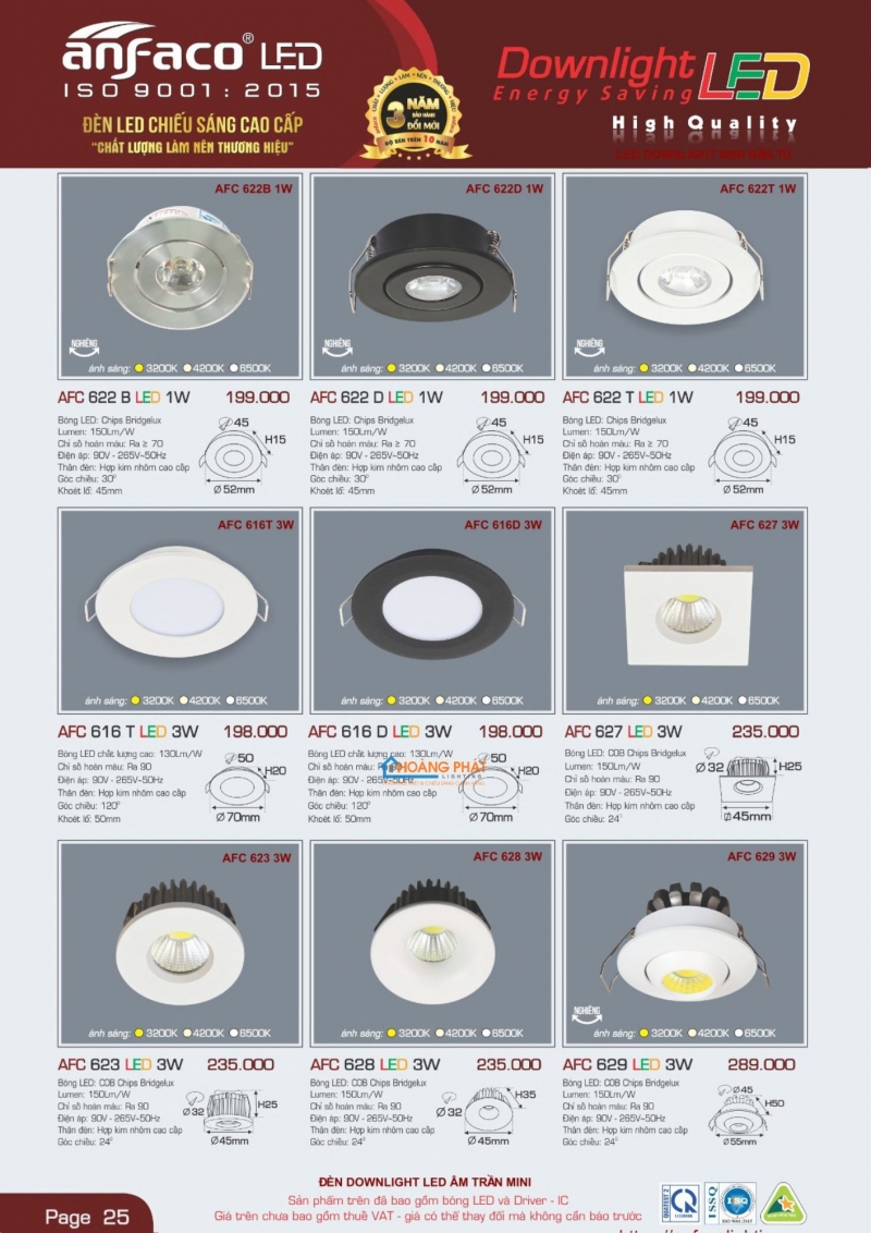 Catalogues đèn Anfaco mới nhất 2025