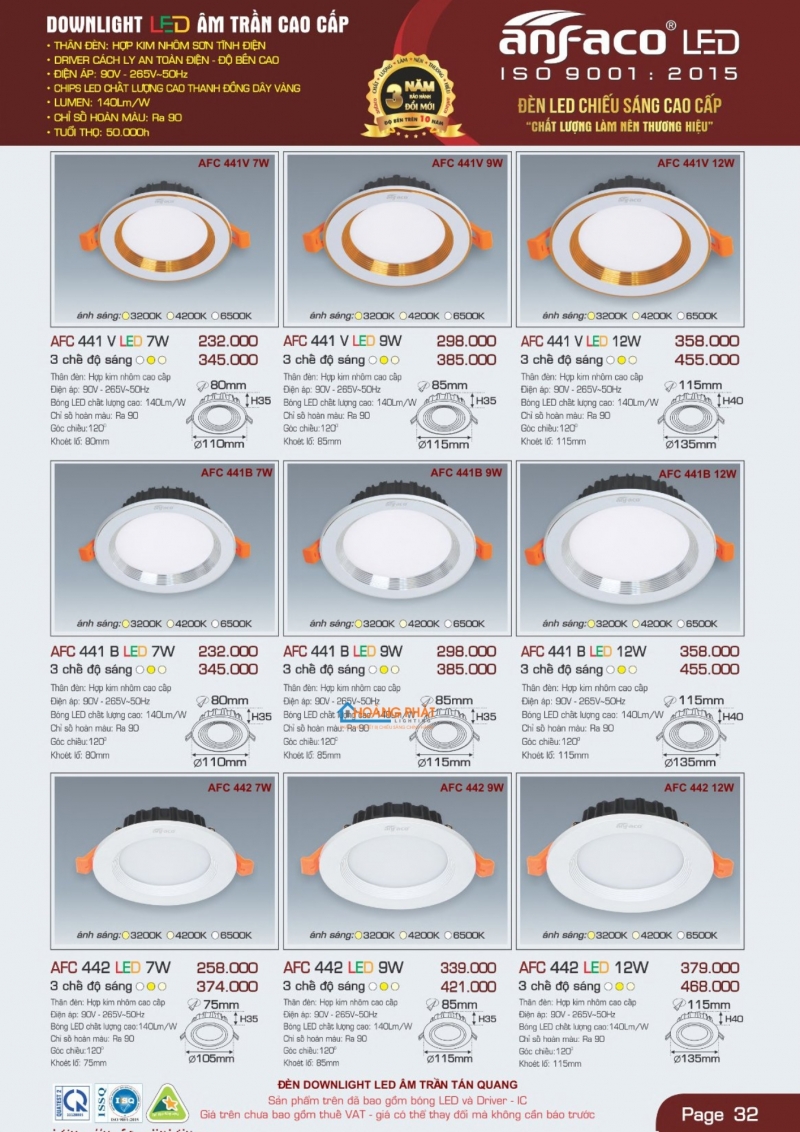 Catalogues đèn Anfaco mới nhất 2025