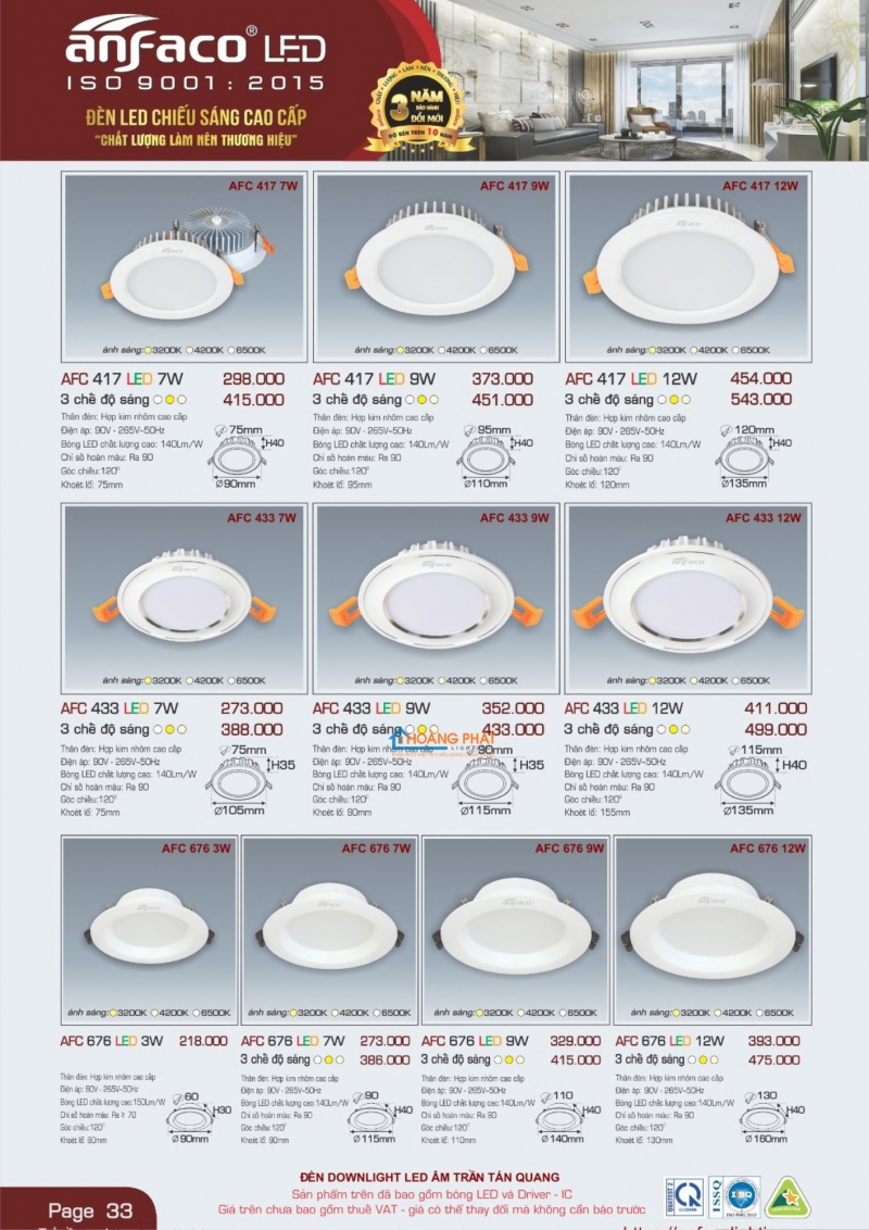 Catalogues đèn Anfaco mới nhất 2025