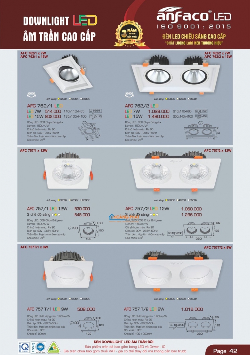 Catalogues đèn Anfaco mới nhất 2025
