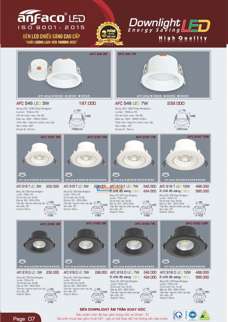 Catalogues đèn Anfaco mới nhất 2025