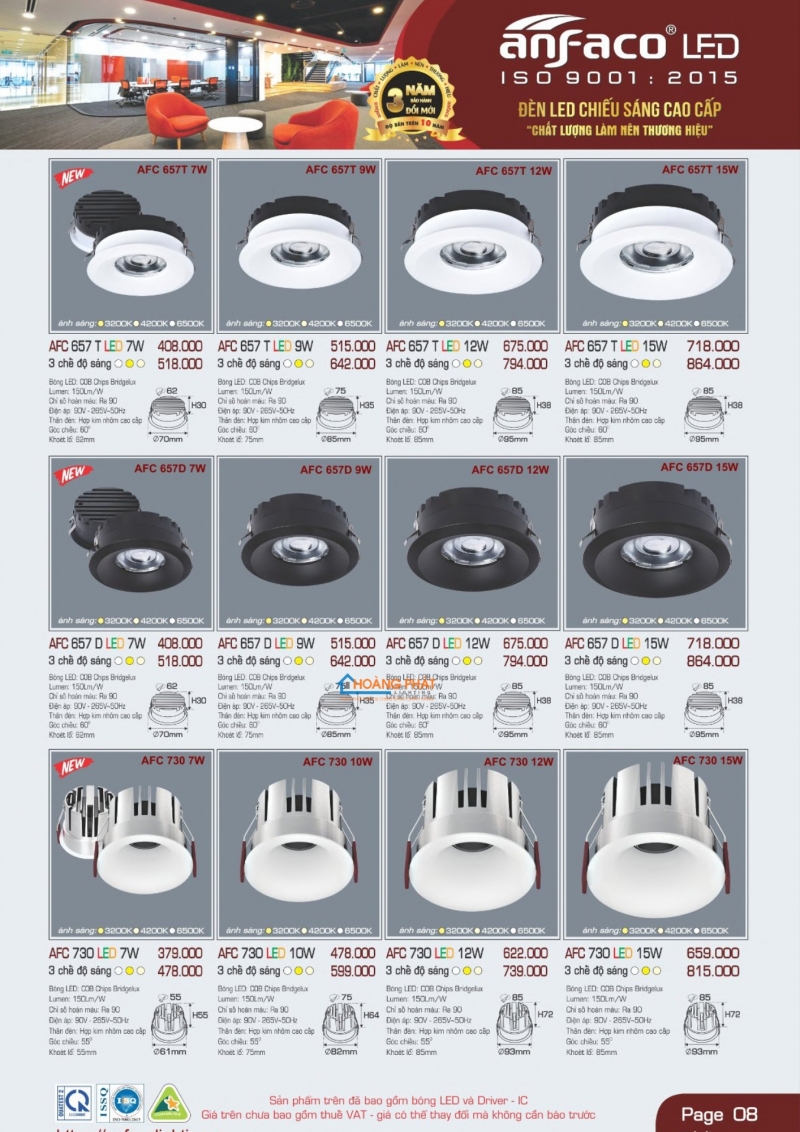 Catalogues đèn Anfaco mới nhất 2025