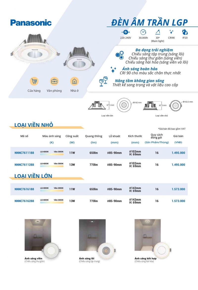 Đèn led âm trần LPG 13W NNNC7611288 Panasonic