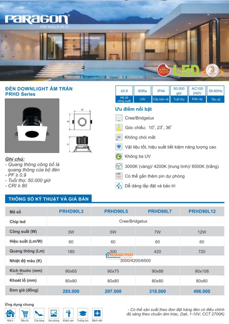 Catalogues đèn Paragon mới nhất 2025
