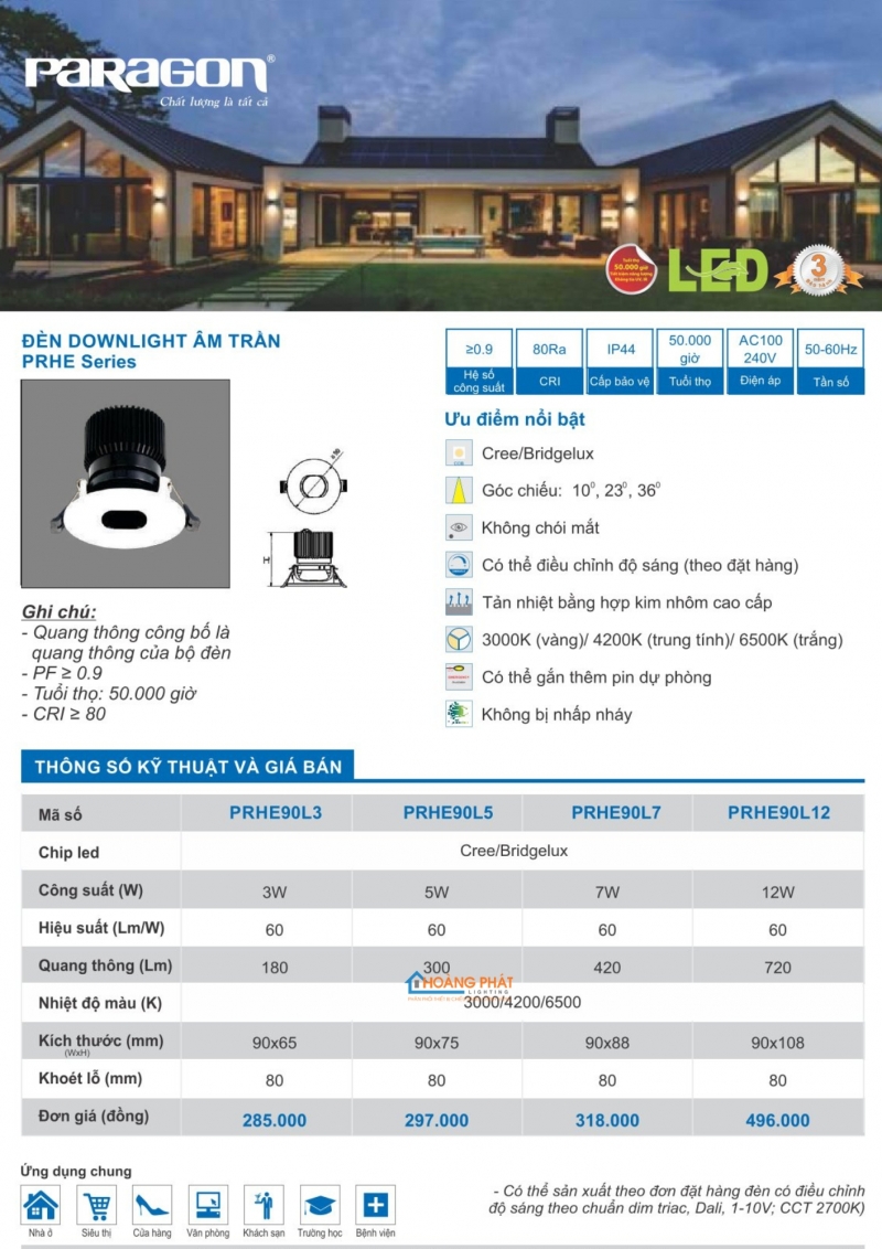 Catalogues đèn Paragon mới nhất 2025