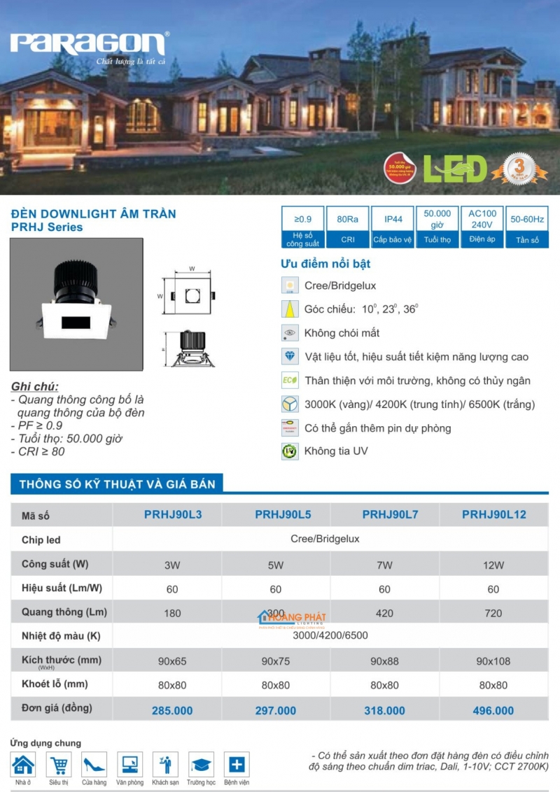 Catalogues đèn Paragon mới nhất 2025