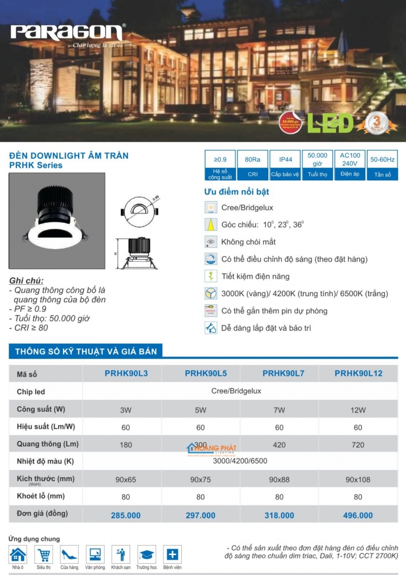 Catalogues đèn Paragon mới nhất 2025