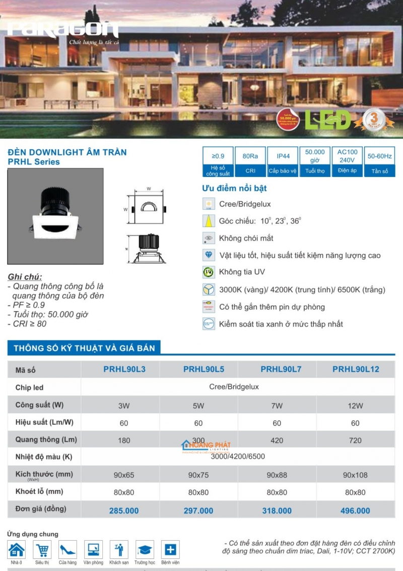 Catalogues đèn Paragon mới nhất 2025