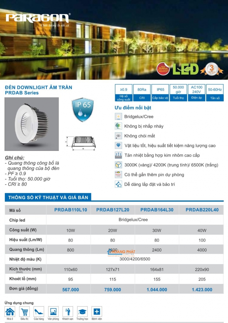 Catalogues đèn Paragon mới nhất 2025