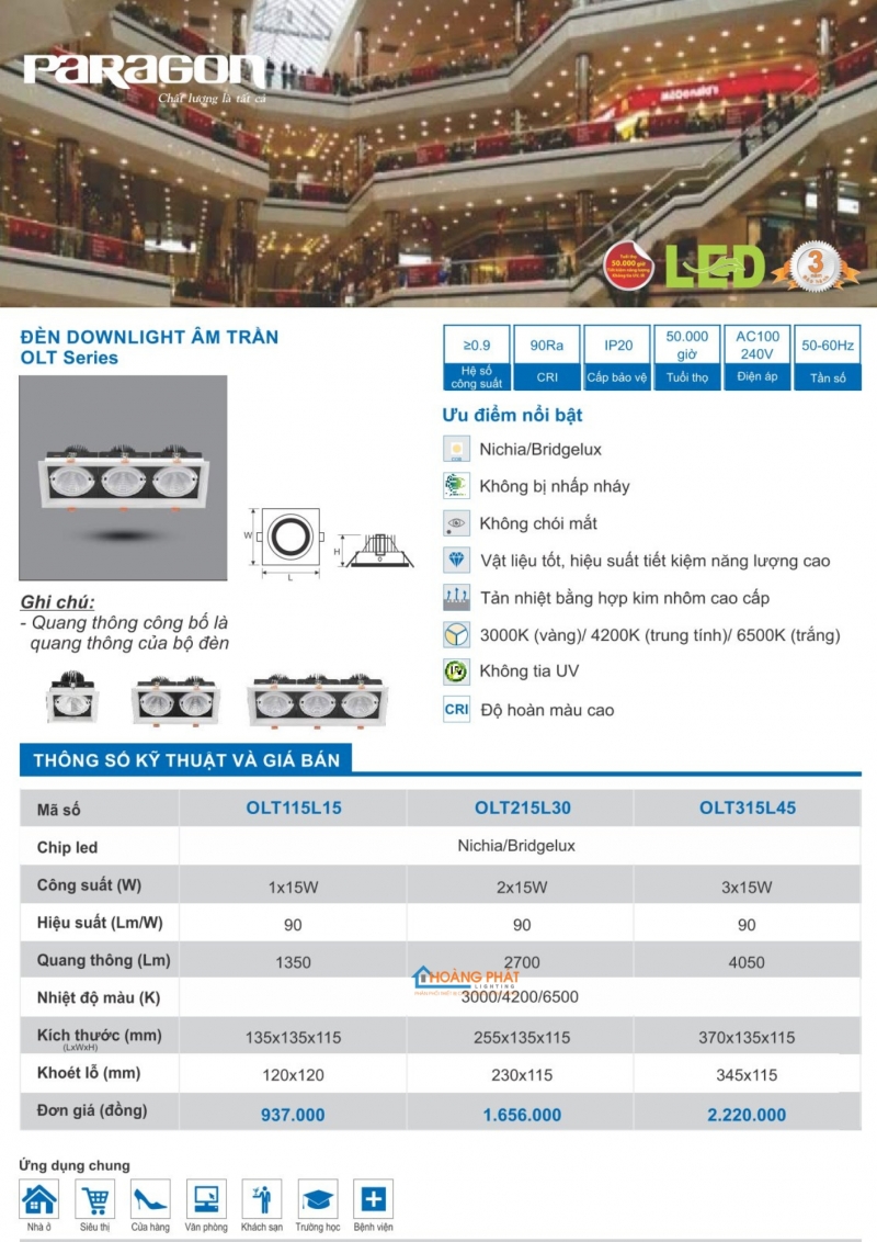 Catalogues đèn Paragon mới nhất 2025