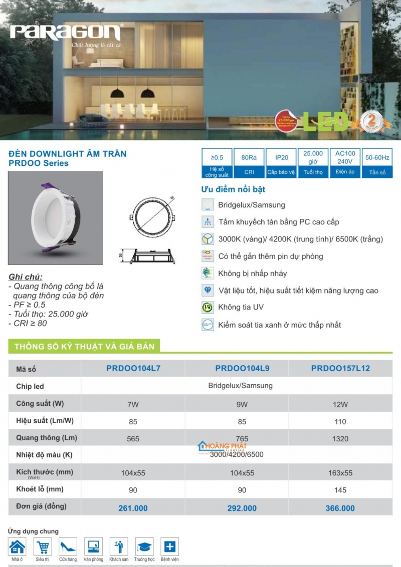 Catalogues đèn Paragon mới nhất 2025
