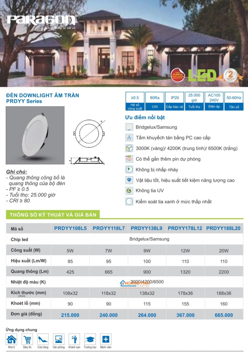 Catalogues đèn Paragon mới nhất 2025